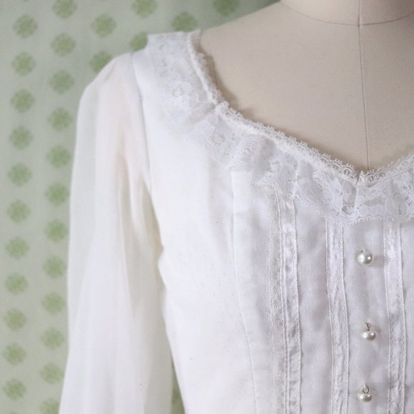 ❌SOLD❌vintage 70s gunne sax white maxi dress sheer - Picture 4 of 11